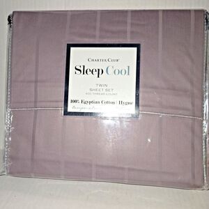 Charter Club Sleep Cool 3-Pc Egyptian Hygro Cotton Plum Twin Sheet Set